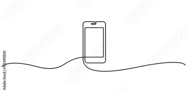 Obraz Smartphone continuous single line drawing minimalist style vector illustration