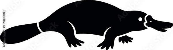 Obraz Black platypus silhouette animal mammal