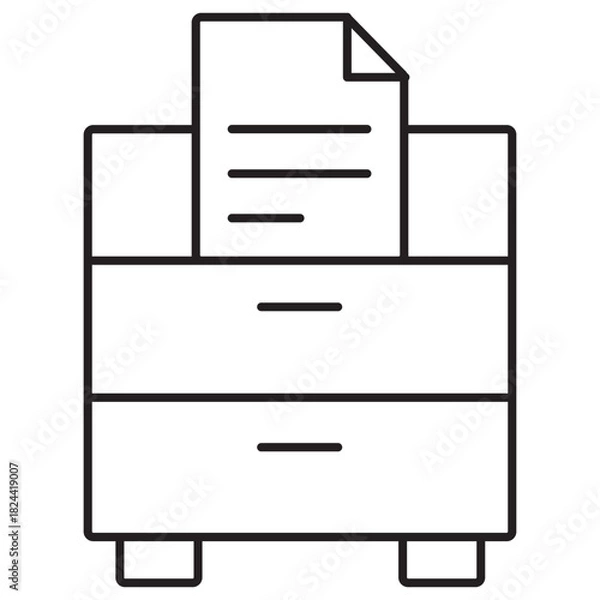 Fototapeta File Cabinet icon, Document File Cabinet, Office Storage Unit, Filing Drawer, Record Organizer, vector