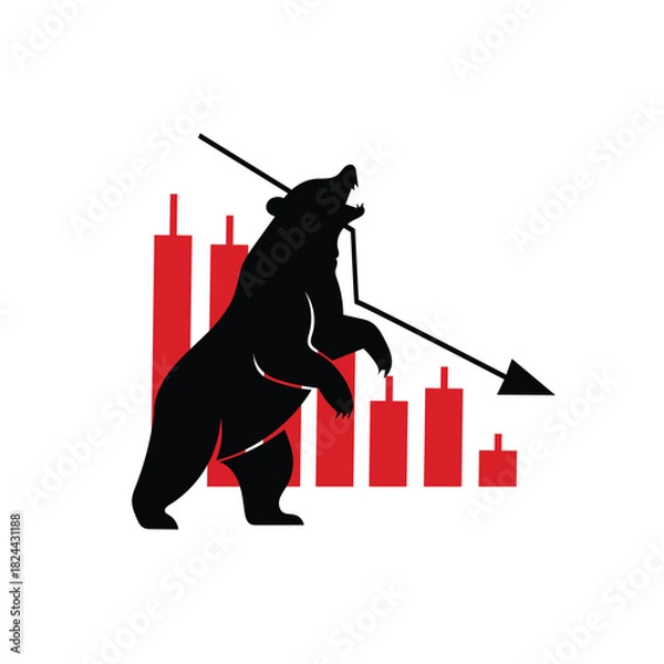 Obraz Bear Market Downtrend Candlestick Trading Icon Vector