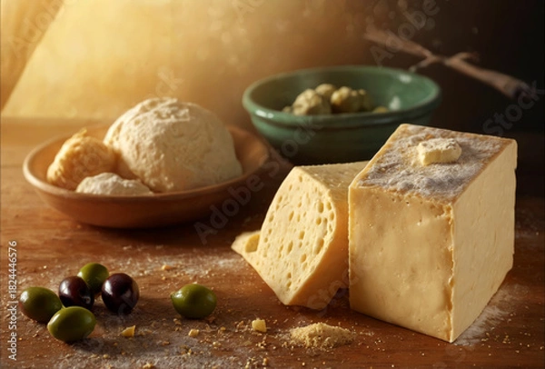 Fototapeta Yellow cheese. Generative AI.