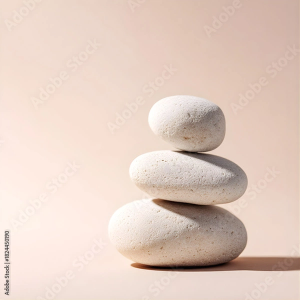 Obraz Stacked River Rocks Representing Balance, Stability, and Meditation 