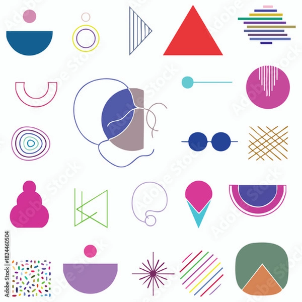 Obraz Conceptual Abstract – Minimal Symbolic Shapes Set