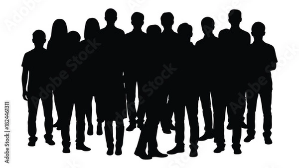 Fototapeta Diverse group of people silhouettes isolated on white background, Vector