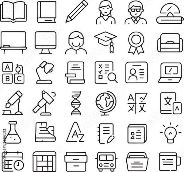 Fototapeta Education and learning icon set with school and study elements Vector