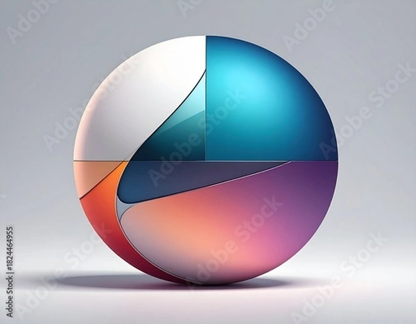 Obraz "Segmented Sphere: Abstract Data in Gradient Motion"