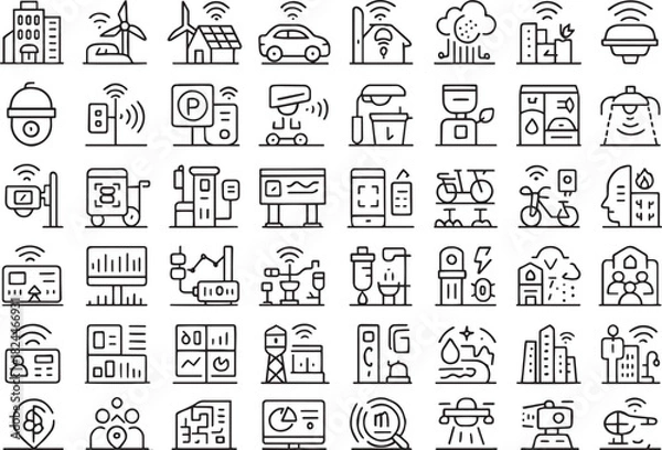 Fototapeta Smart city icons isolated on for presentation