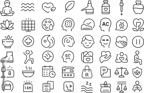 Fototapeta Set of alternative medicine icons isolated on