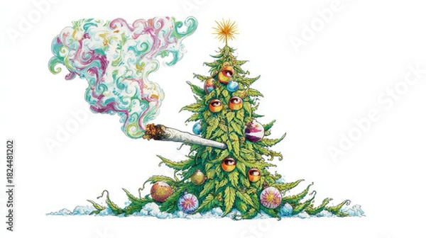 Obraz Cannabis Christmas Tree Background