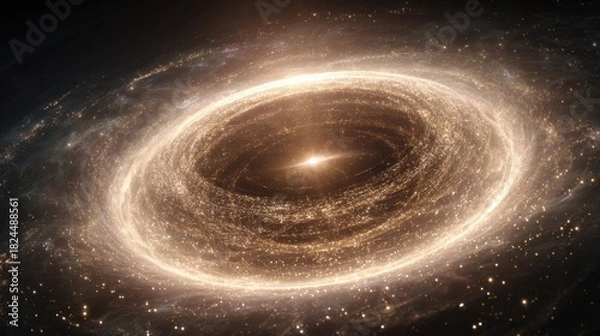 Fototapeta Artistic depiction of a glowing galaxy with bright stars and swirling cosmic dust in space