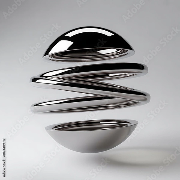 Fototapeta Futuristic Chrome Abstract Form.generative ai

Short Description:An abstract form made of polished chrome ribbons creating an organic, non-human silhouette, isolated on a clean white background.
