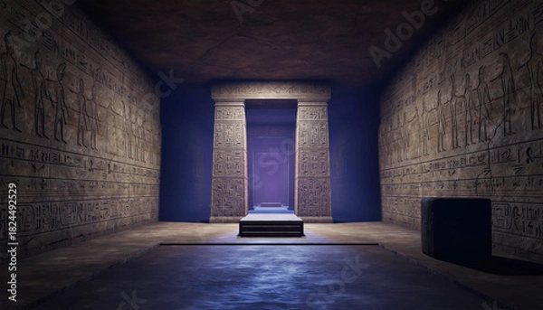 Fototapeta Ancient Egyptian Temple Entrance with Hieroglyphs