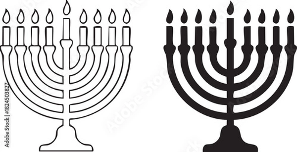 Fototapeta Hanukkah Menorah Vector Illustration