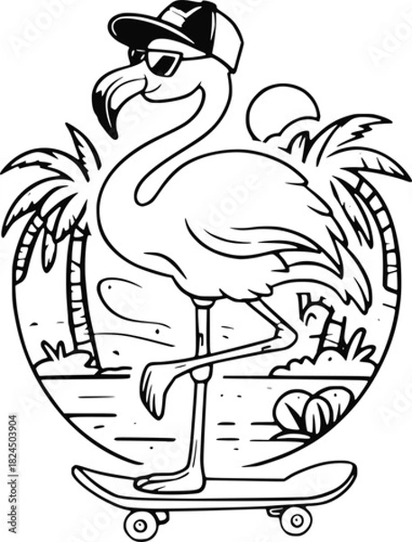 Obraz Tropical Sunset Beach with Palm Trees Artwork