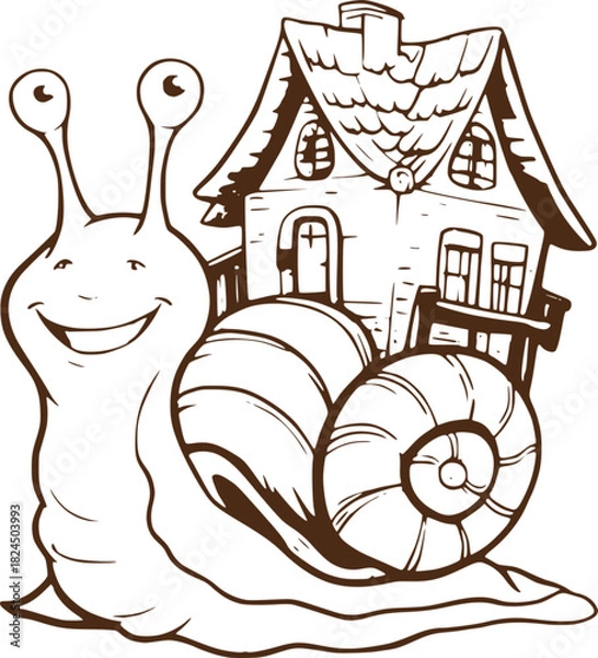 Obraz Smiling Snail Carrying a Cozy House Shell