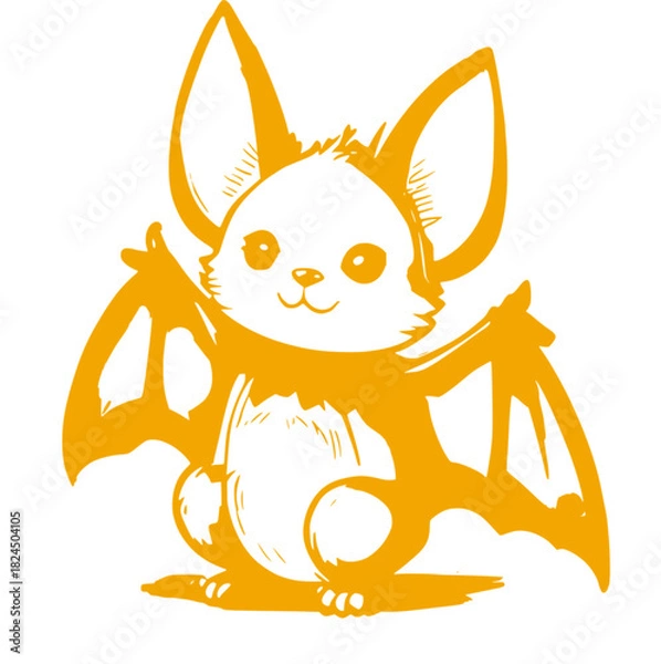 Obraz Cute Cartoon Bat with Open Wings