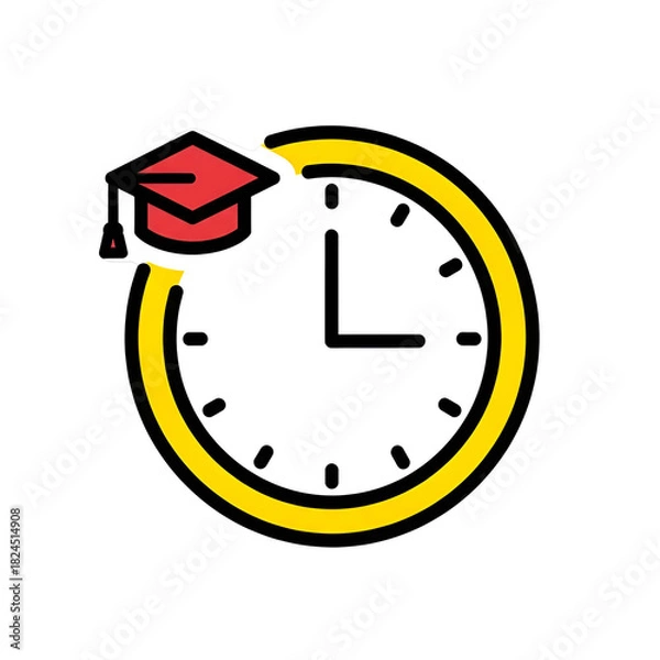Fototapeta Time management for education and academic success concept icon, isolated on transparent background