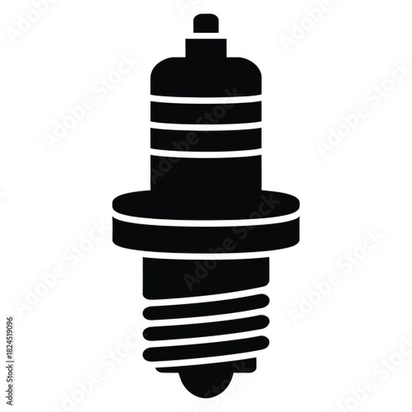 Obraz A minimalist black silhouette icon of a spark plug, an essential automotive component responsible for igniting the airfuel mixture in an internal combustion engine, isolated on