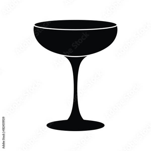 Obraz Elegant coupe glass isolated black silhouette