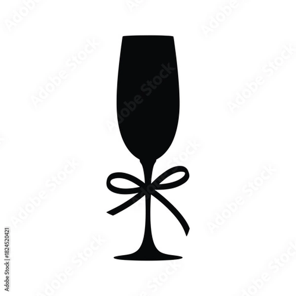 Obraz Champagne flute with bow tie silhouette