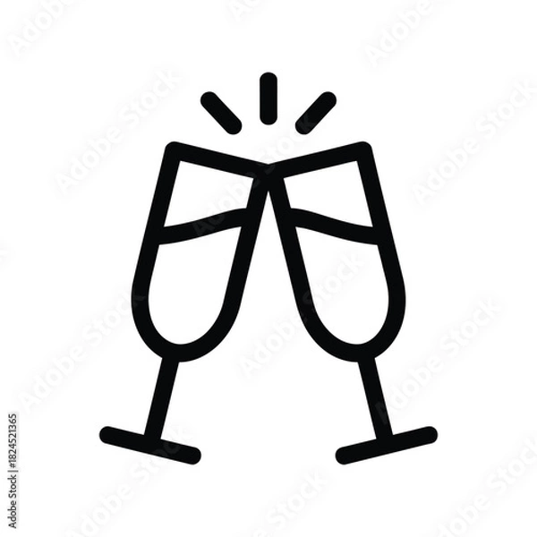Obraz Toasting glasses celebration event icon silhouette