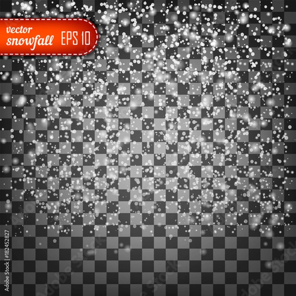 Obraz Falling snow isolated on the a transparent background.