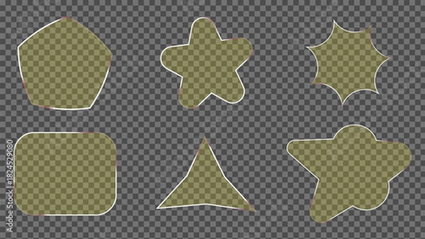 Fototapeta Set of six abstract geometric shape outlines with transparent background