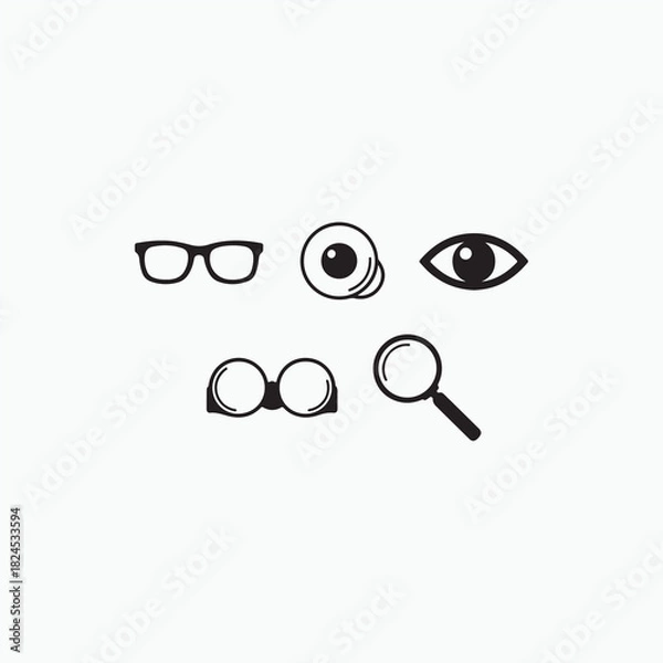Fototapeta Icons related to vision and observation glasses spectacles