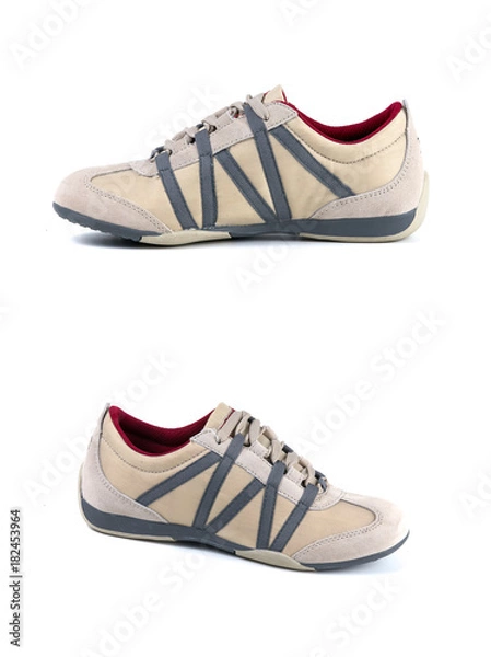 Obraz Group of shoes on isolated background, comfortable footwear.