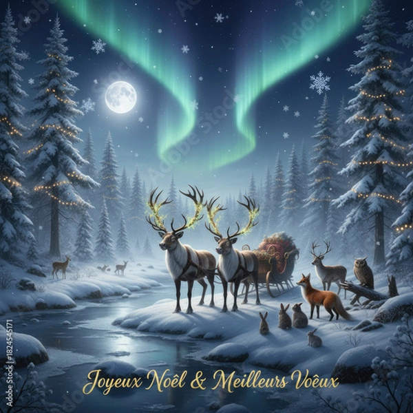 Obraz "Conte de Noël Hivernal : La Magie de la Forêt Enneigée