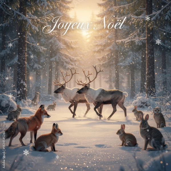 Obraz "Conte de Noël Hivernal : La Magie de la Forêt Enneigée