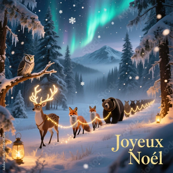 Obraz "Conte de Noël Hivernal : La Magie de la Forêt Enneigée