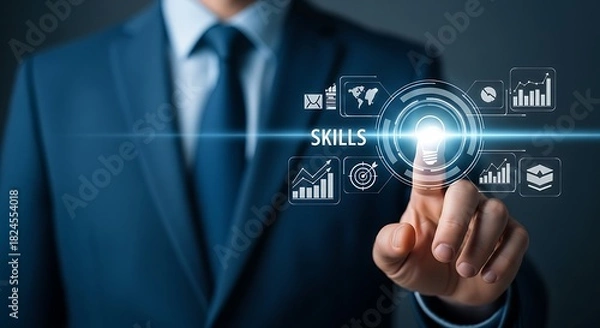 Fototapeta Elevate your workforce with essential skills training solutions displayed in this professional visual, perfect for corporate communications and business development