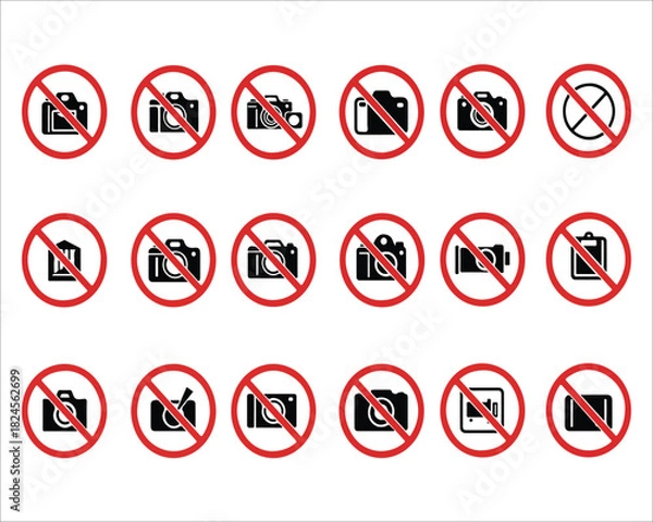 Obraz No Photography Allowed Sign Collection in Modern Minimalist Style Design