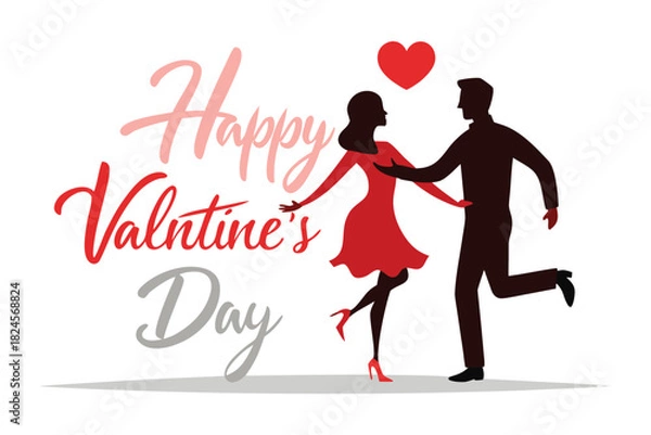 Obraz Valentine Shadow Play Couple – Hand Hold to Dance Vector