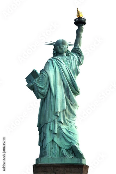 Fototapeta Back of NY Statue of Liberty isolated on white