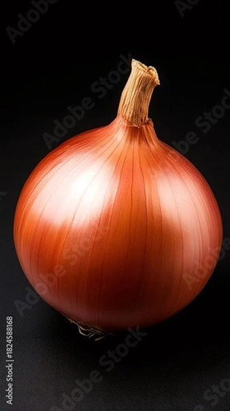 Obraz Fresh whole brown onion on black background
