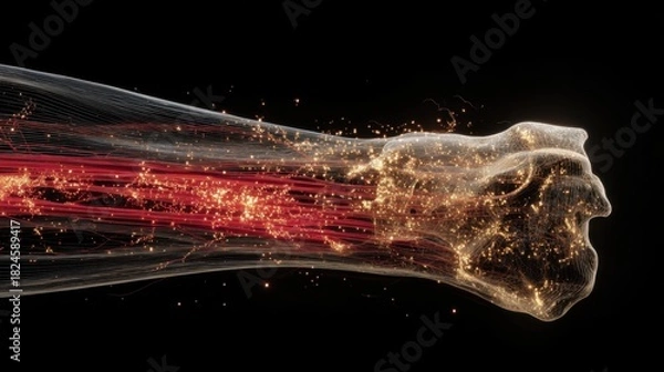 Fototapeta Futuristic Digital Human Face with Data Flow and Technology Visualization