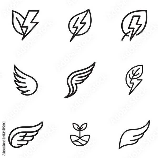 Obraz Abstract bird wing design with nature elements silhouette