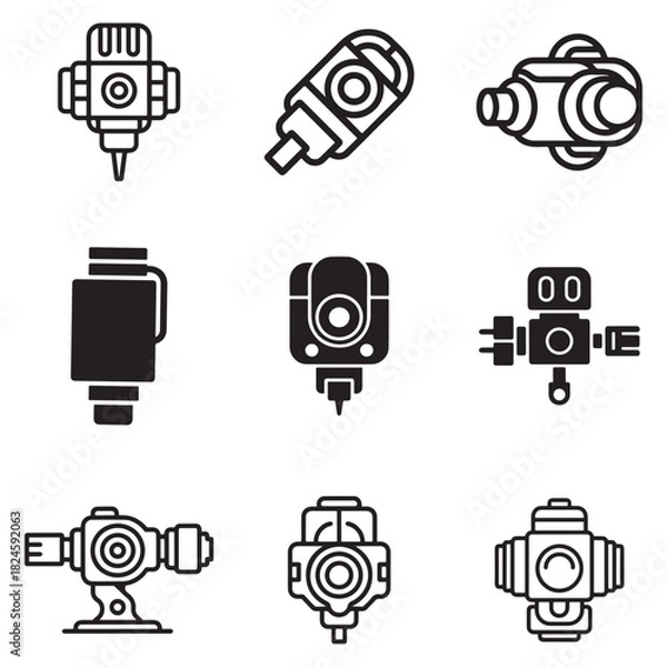 Obraz Ai training dataset grid out lone set with abstract geometric shapes and color gradients silhouette