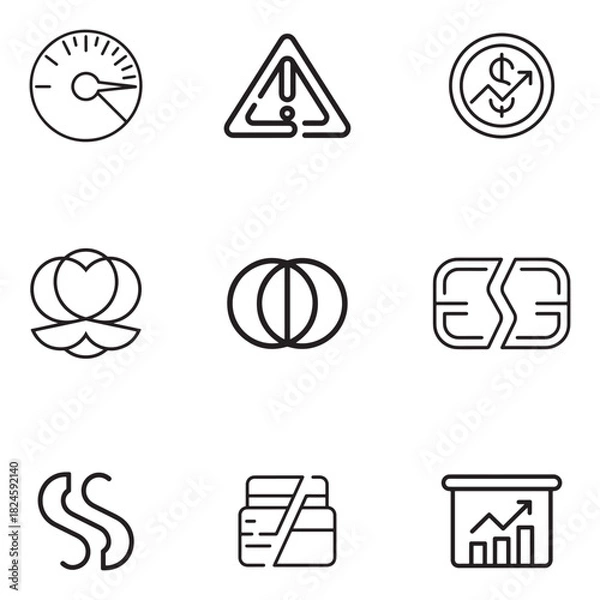 Obraz Finance and business future outline set with silhouette icons for growth and innovation