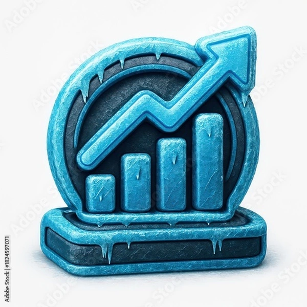Obraz 3D Icy Bar Chart Graph With Upward Arrow And Icicles