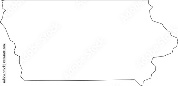 Fototapeta Iowa USA State Map Outline, Editable Vector EPS, Blank Printable Map
