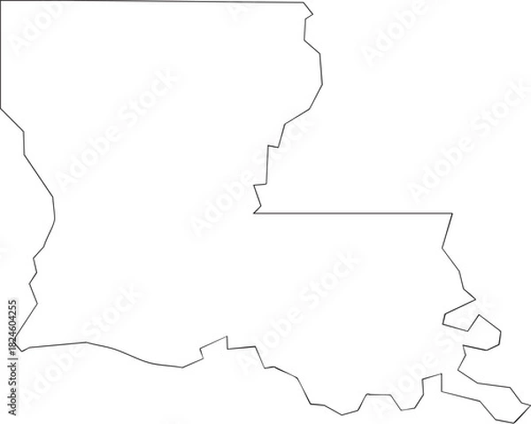 Fototapeta Louisiana USA State Map Outline, Editable Vector EPS, Blank Printable Map
