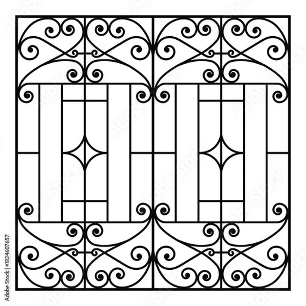 Obraz Elegant Ornamental Window Grill Vector Design