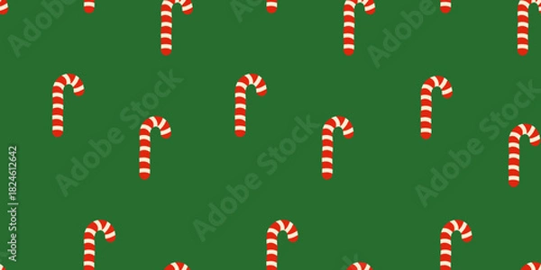 Obraz Festive Candy Cane Repeat on Green Background
