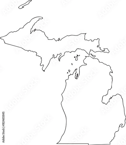 Fototapeta Michigan USA State Map Outline, Editable Vector EPS, Blank Printable Map
