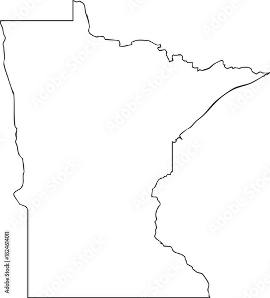 Fototapeta Minnesota USA State Map Outline, Editable Vector EPS, Blank Printable Map
