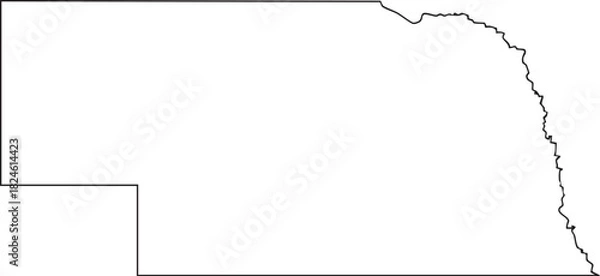 Fototapeta Nebraska USA State Map Outline, Editable Vector EPS, Blank Printable Map
