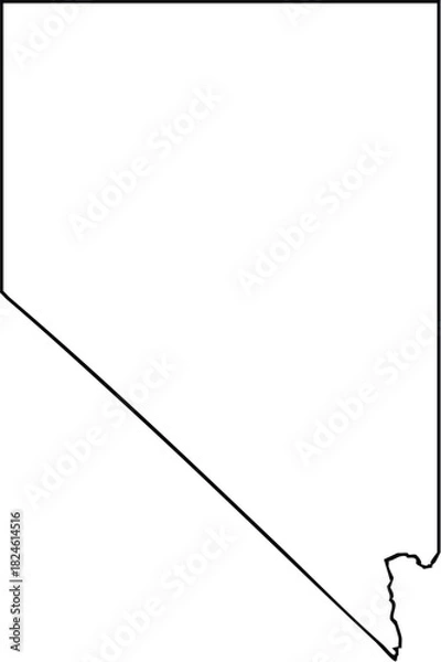 Fototapeta Nevada USA State Map Outline, Editable Vector EPS, Blank Printable Map
